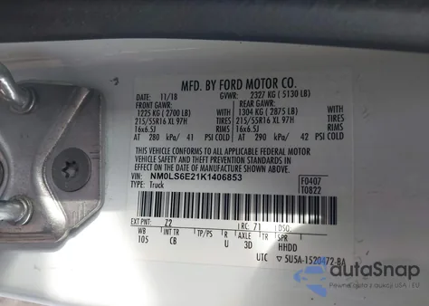 2019 Ford Transit Connect Xl from USA, damaged, VIN NM0LS6E21K1406853